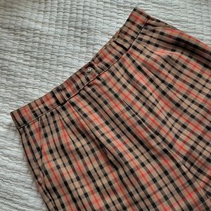 High waisted plaid trousers